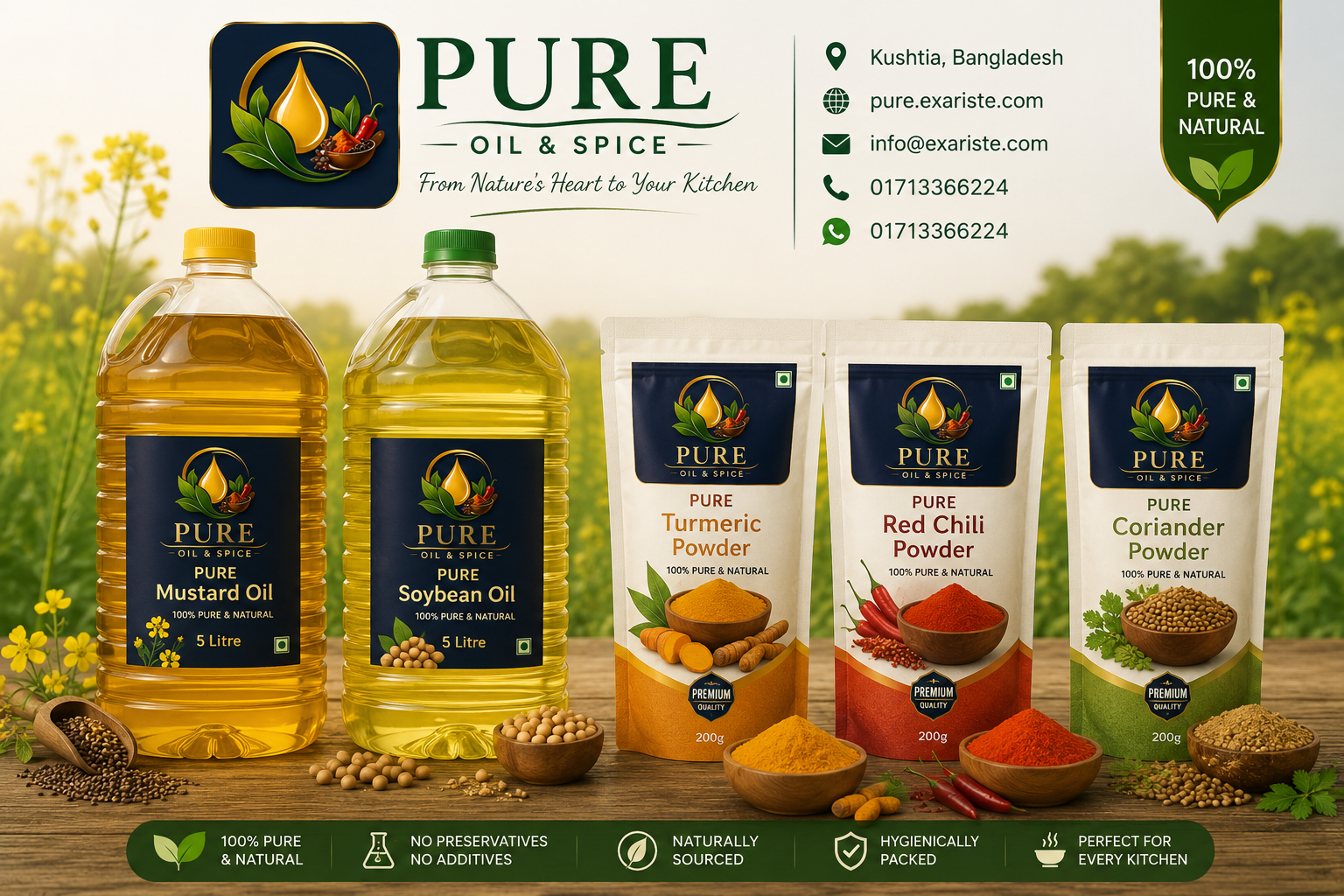 Pure Oil & Spice product range